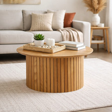 Oak Finish Round Coffee Table
