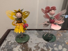 Bundle of Two Fountasia Painted Metal Fairies. Ornaments Figures Fairy Garden
