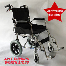 Ultra Lightweight Folding ALUMINIUM Travel Wheelchair, Portable Transit Chair  