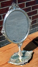 Quality French antique Victorian silver plated dressing table make up mirror