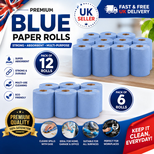 Blue centrefeed paper rolls - blue,