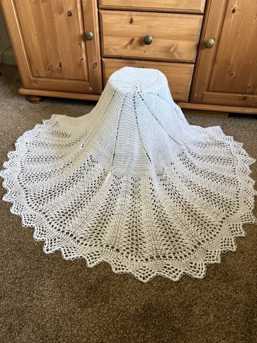 Hand knitted white baby shawl - hand,