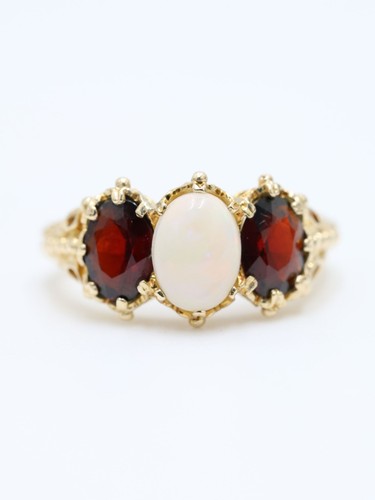 Gold garnet opal ring - garnet,