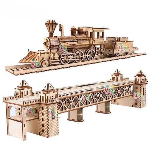 Wooden puzzle airship model - puzzle,