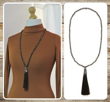 BNWT, LAGENLOOK, STATEMENT, BROWN, FACETED-BEAD, TASSEL, NECKLACE (RRP £25)