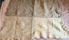 Wool Throw Blanket Cream Brown