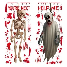 Halloween Specters Static Window Clings Bloody Skeleton Art PVC Home Decors