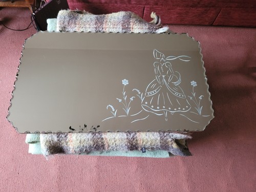 Vtg art deco bevelled - art, etched
