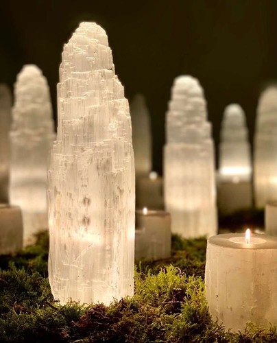 Selenite crystal lamp - selenite,