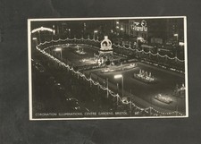 Postcard Somerset Bristol Coronation Illuminations Guinness Clock  1953