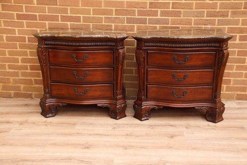 Mahogany bedside tables with - mahogany,