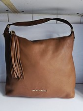 MICHAEL KORS DESIGNER WOMENS TAN BROWN LEATHER SATCHEL LARGE SHOULDER HANDBAG