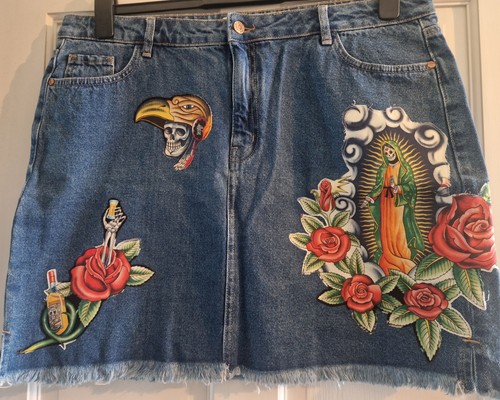 Customised denim skirt with - denim,