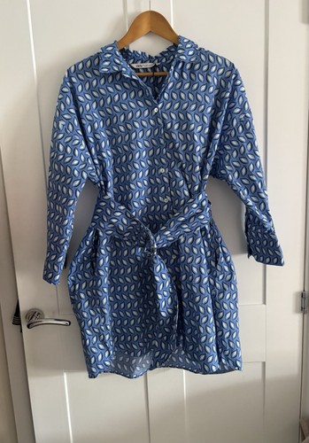 Zara shirt dress white - zara, blue