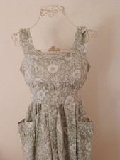vintage laura ashley dress sage / pale green  70s made in wales small size 12