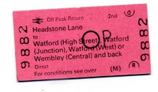 BRB ticket Headstone Lane to various stations.