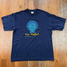 Vintage Mr. Men Mr Perfect Navy Blue 2000 T Shirt Size XL