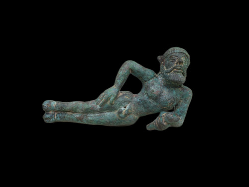 Ancient greek bronze satyr - greek,