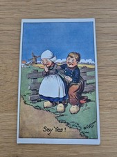 G E Shepheard Vintage Postcard Dutch Children Proposal Windmill