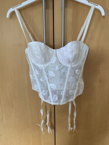 Cream lace basque with - m&s,