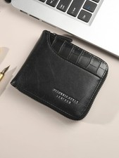 Mens Wallet with Zipper Genuine Leather Purse RFID Blocking Bifold Coin Pocket