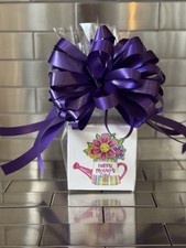 Mother's Day Gift Box-Basket & 1/2 LB Of Candy Wrapped With Purple Bow & Card