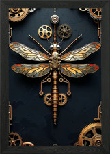 Steampunk Dragonfly Framed