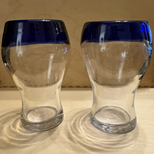 Clear glass hand - glass, blown