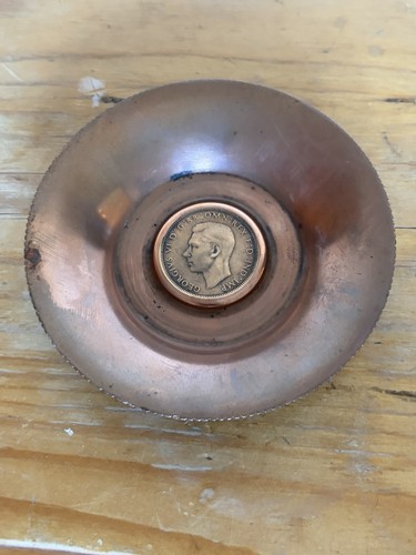 Vintage copper coin dish king - vintage,
