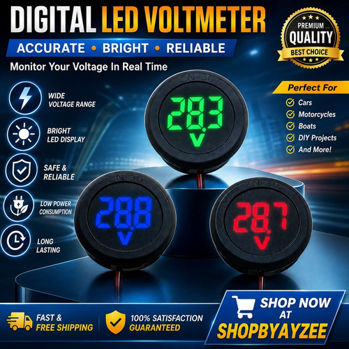 Car voltmeter 100v - 4-100v, led