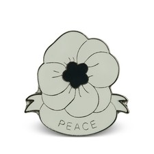 White Peace Poppy Badge RemembranceDay , Lest We Forget