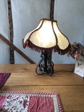 Rustic original Country Cottage Wrought Iron table /bedside Lamp & vintage Shade