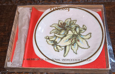 Butter Dish Plate & slice Set Vintage Palissy Royal Worcester Orchid Orig. Box