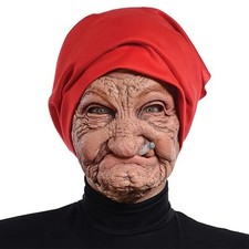 Funny Granny Latex Mask Smoking Old Lady Costume Party Prop Accessory -UK