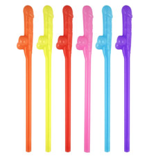 6x Rainbow Willy Straws Fun
