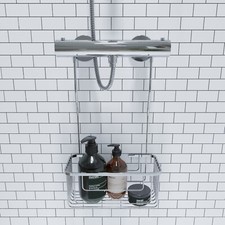 Croydex Hook Over Shower Caddy Chrome, Hanging Over Rail Bathroom Storage Basket