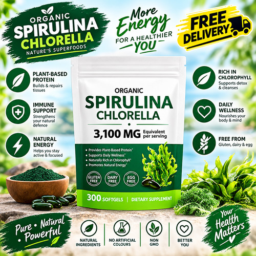 Organic spirulina capsules - organic,