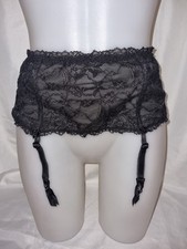 Gorgeous Black floral lace MATALAN boned suspender belt size 12