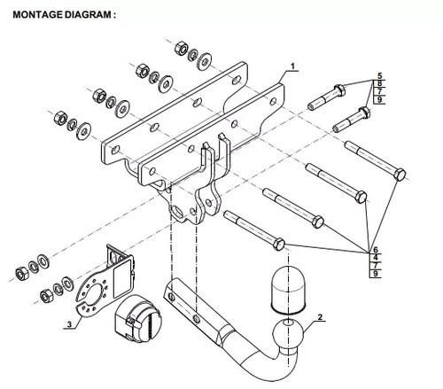 Swan neck tow bar for - tow, jeep
