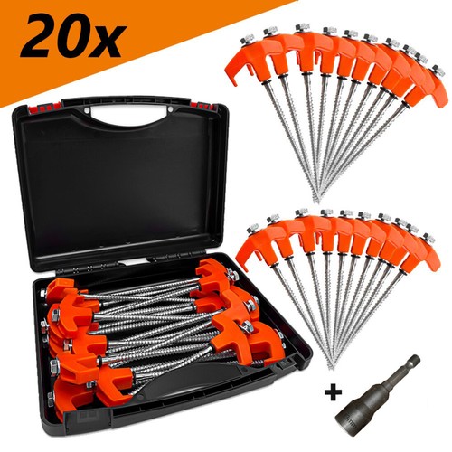 20x screw ground tent pegs - in,