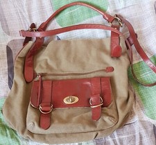 Pied A Terre croc leather green canvas large Hobo Bag unusual