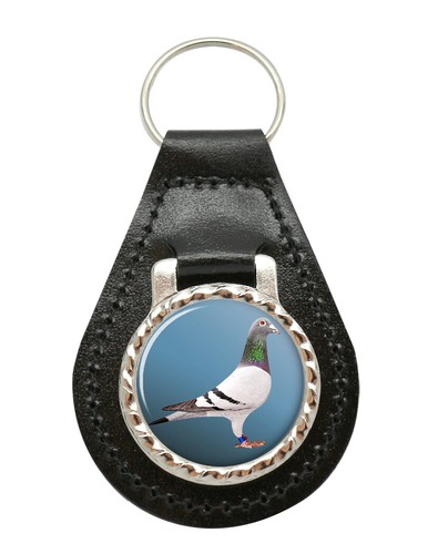 Racing pigeon leather key fob - racing,