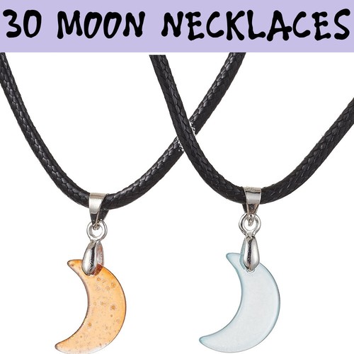 30pcs glass moon charm pendant - moon,