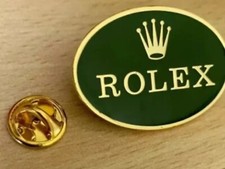 VINTAGE METAL ENAMEL GREEN ROLEX PIN BADGE