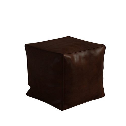 Unstuffed leather footstool - pu,