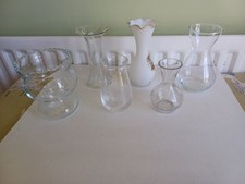 Joblot Vintage Mixed Glass Vases Crackle Bulb Etched Blown Frosted Decorative