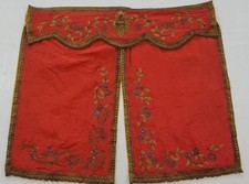 Antique 19thC Sacred Heart Symbol Metallic work Embroidered Altar Frontal