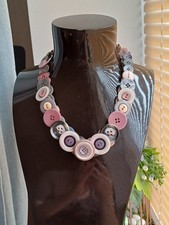 Striking Stunning Grey And Pink Layered Graduated Button Beaded Effect Necklace