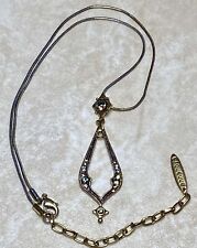 Anna Nova Pendant Necklace Silver & Gold Tone With Sparkling Gems Art Deco Style