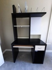 IKEA Mikael Dark Brown And White Desk With Drawer And Storage Good Used Conditio